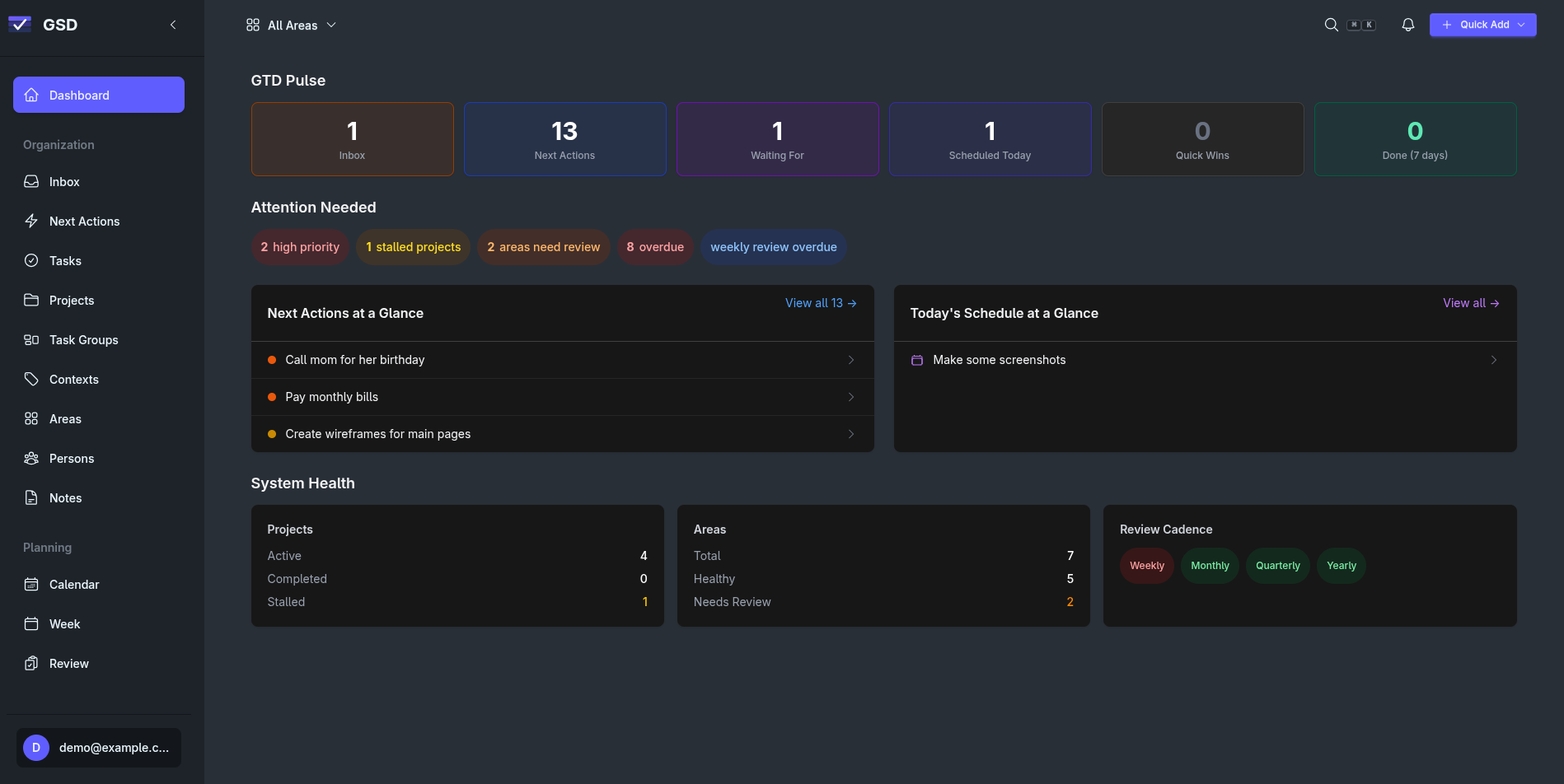 Dashboard — Dark Mode